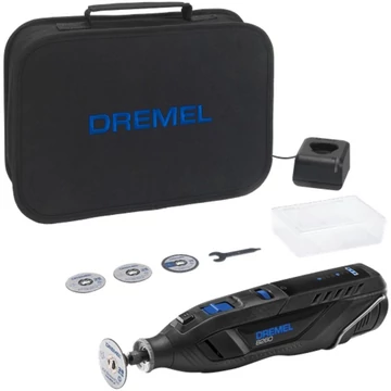 Dremel akkus többfunkciós szerszám 8260-5, 12 V fekete/kék, Li-ion akkumulátor 3,0 Ah, 5 részes tartozékok, puha táska