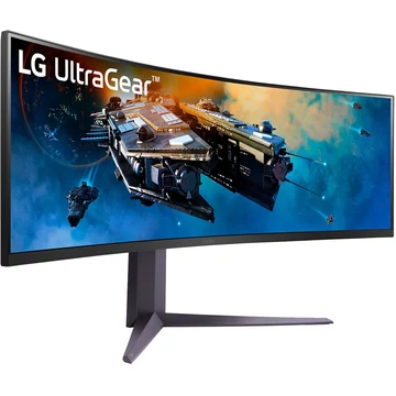 LG UltraGear 45GR65DC-B, játékmonitor 113 cm (44,5 hüvelyk), fekete, DQHD, VA, ívelt, HDR, AMD Free-Sync Premium Pro, 200 Hz panel