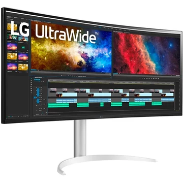 LG 38BQ85C-W, játékmonitor 95,29 cm (37,5 hüvelyk), fekete/fehér, ívelt, HDMI, DisplayPort, USB-C, Free-Sync