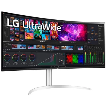 LG 40WP95XP-W, játékmonitor 100,86 cm (39,7 hüvelyk), fekete/fehér, WUHD, IPS, ívelt, HDMI, DisplayPort, USB-C, Free-Sync, HDR10