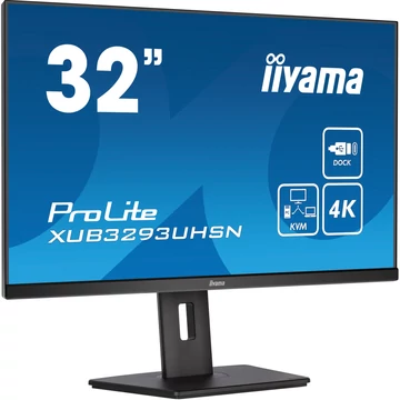 iiyama ProLite XUB3293UHSN-B5, LED monitor 80 cm (31,5 hüvelyk), fekete, Ultra HD/4K, IPS, HDMI, DisplayPort, USB-C