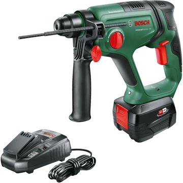 Bosch akkus fúrókalapács UniversalHammer 18V zöld/fekete, Li-ion akkumulátor 4,0Ah, tok, POWER FOR ALLIANCE