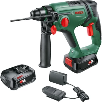 Bosch akkus fúrókalapács UniversalHammer 18V zöld/fekete, 2x Li-ion akkumulátor 2,5Ah, tok, POWER FOR ALLIANCE