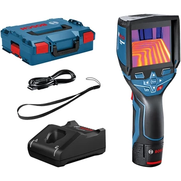 Bosch hőkamera GTC 400 C Professional, 12V, hőérzékelő kék/fekete, Li-ion akkumulátor 2,0Ah, L-BOXX