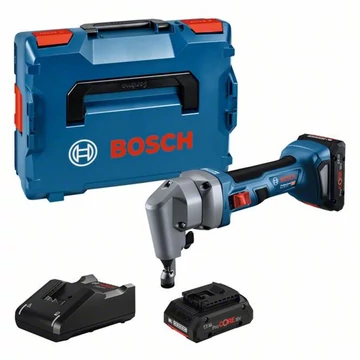 Bosch akkus rágcsáló GNA 18V-16 E Professional, 18V-os, kék/fekete bádogszelet, 2x ProCORE18V 4,0Ah akkumulátor, L-BOXX-ban