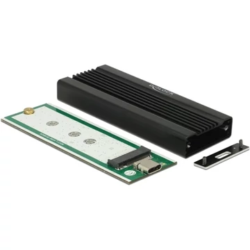 DeLOCK külső ház M.2 NVMe PCIe SSD-hez, fekete meghajtóház, SuperSpeed ​​​​USB 10 Gbps (USB 3.2 Gen 2) USB Type-C aljzattal