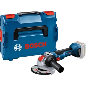 Bosch X-LOCK akkumulátoros sarokcsiszoló GWX 18V-10 Professional szóló, 18 voltos kék/fekete, akkumulátor és töltő nélkül, L-BOXX-szal