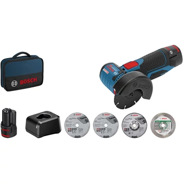 Bosch akkus sarokcsiszoló GWS 12V-76 Professional, 12V kék/fekete, 2x Li-ion akkumulátor 2,0Ah