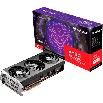 SAPPHIRE Radeon RX 7700 XT NITRO+ GAMING OC 12G, grafikus kártya RDNA 3, GDDR6, 2x DisplayPort, 2x HDMI 2.1