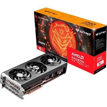 SAPPHIRE Radeon RX 7800 XT NITRO+ GAMING OC 16G, grafikus kártya RDNA 3, GDDR6, 2x DisplayPort, 2x HDMI 2.1