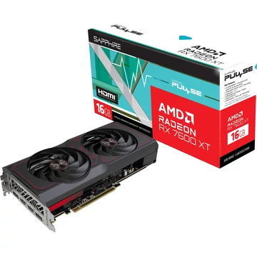 SAPPHIRE Radeon RX 7600 XT PULSE GAMING OC, grafikus kártya RDNA 3, GDDR6, 2x DisplayPort, 2x HDMI 2.1