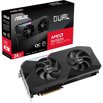 ASUS Radeon RX 7900 XTX DUAL OC, grafikus kártya RDNA 3, GDDR6, 3x DisplayPort, 1x HDMI 2.1