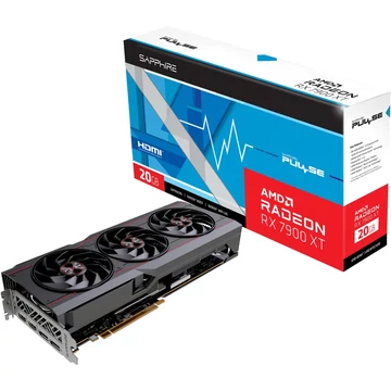 SAPPHIRE Radeon RX 7900 XT PULSE 20 GB, grafikus kártya RDNA 3, GDDR6, 2x DisplayPort, 2x HDMI 2.1