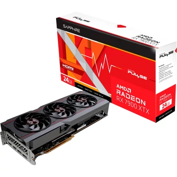 SAPPHIRE Radeon RX 7900 XTX Pulse Gaming OC, grafikus kártya RDNA 3, GDDR6, 2x DisplayPort, 2x HDMI 2.1