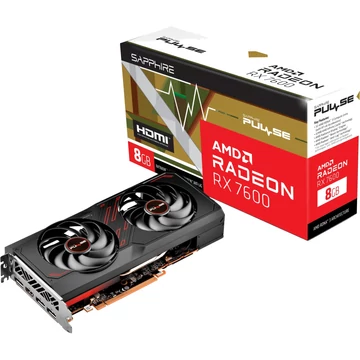 SAPPHIRE Radeon RX 7600 PULSE GAMING OC, grafikus kártya RDNA 3, GDDR6, 3x DisplayPort, 1x HDMI 2.1